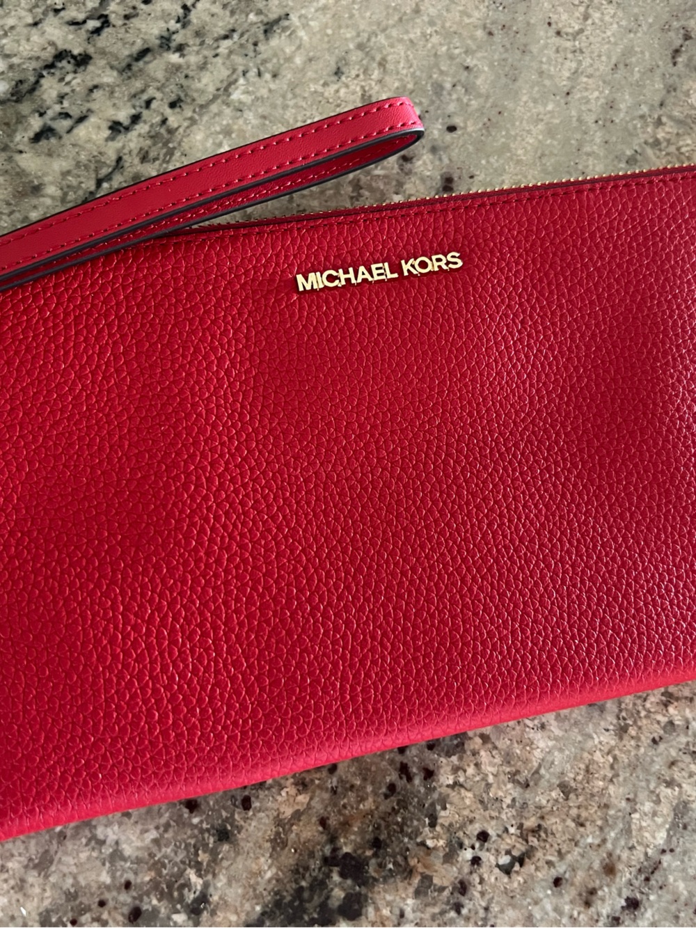 Michael Kors Red Wristlet with Gold-Tone Zip